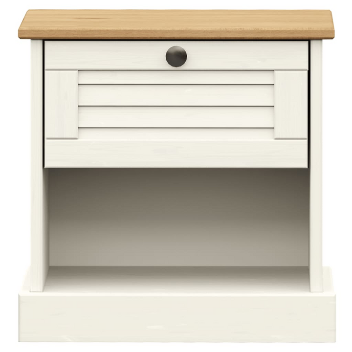 VIGO Bedside Cabinet - Elegant White 42x35x42 cm Solid Wood Pine Nightstand with Drawer and Compartment | Stylish & Functional Storage Solution - Premium  from Home Treasures - Just £49.99! Shop now at Home Treasures