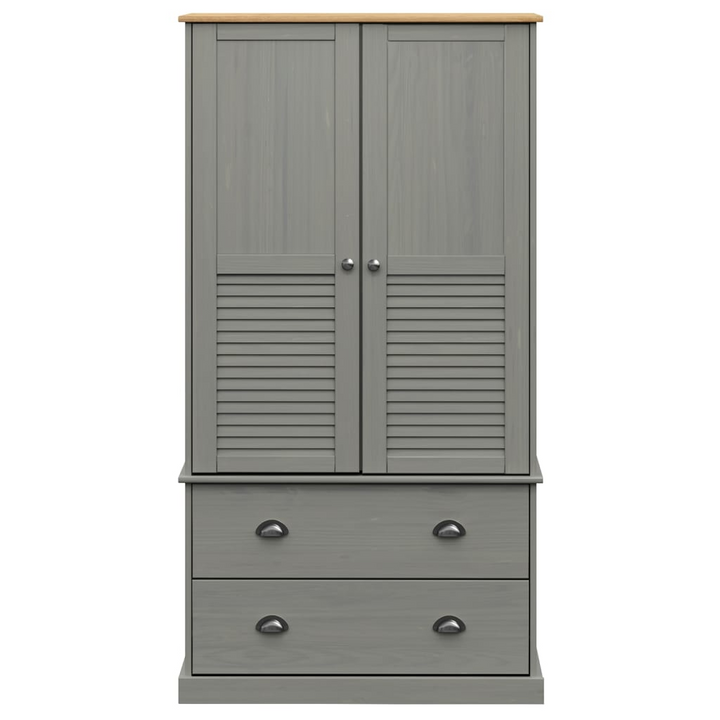 VIGO Solid Pine Wood Wardrobe in Grey - 90x55x176 cm | Ample Storage & Stylish Design - Premium  from Home Treasures - Just £398.99! Shop now at Home Treasures