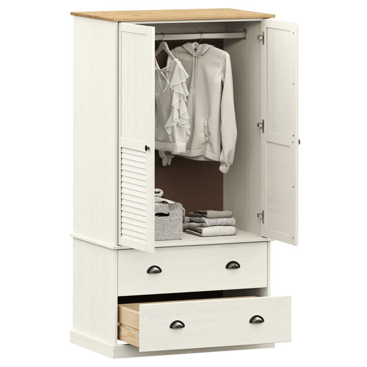 VIGO Solid Pine Wardrobe in White - 90x55x176 cm | Elegant & Spacious Storage Solution - Premium  from Home Treasures - Just £421.99! Shop now at Home Treasures