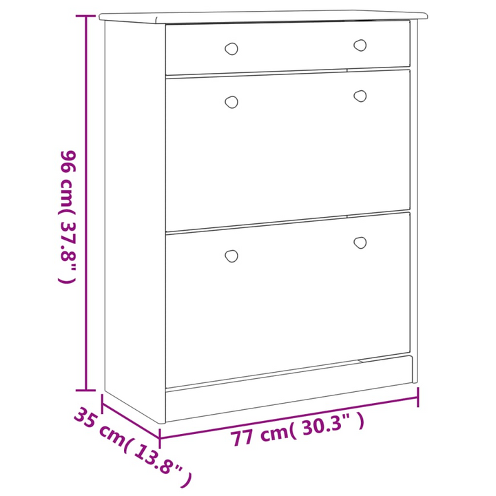 ALTA Shoe Cabinet - Solid Pine Wood, 2 Flip Doors & Drawer, Rustic 77x35x96 cm - Premium  from Home Treasures - Just £129.99! Shop now at Home Treasures