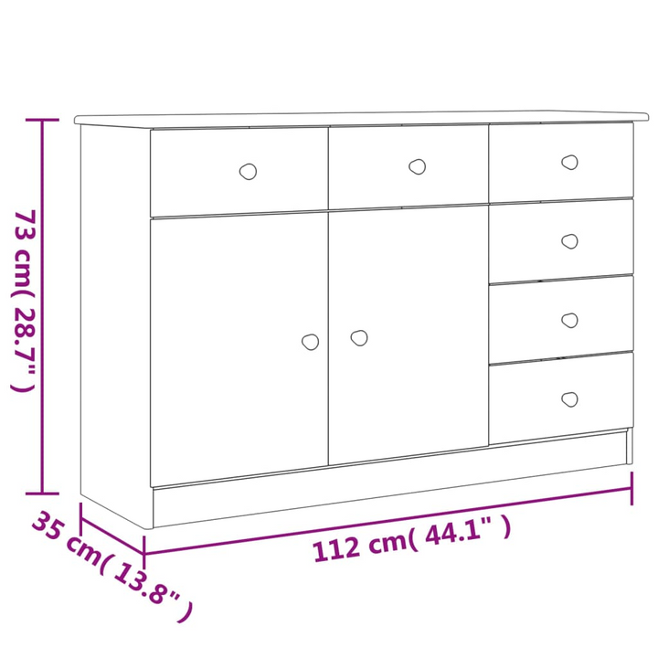 ALTA Sideboard 112x35x73 cm - Solid Pine Wood Storage Cabinet with Rustic Charm - Premium  from Home Treasures - Just £201.99! Shop now at Home Treasures