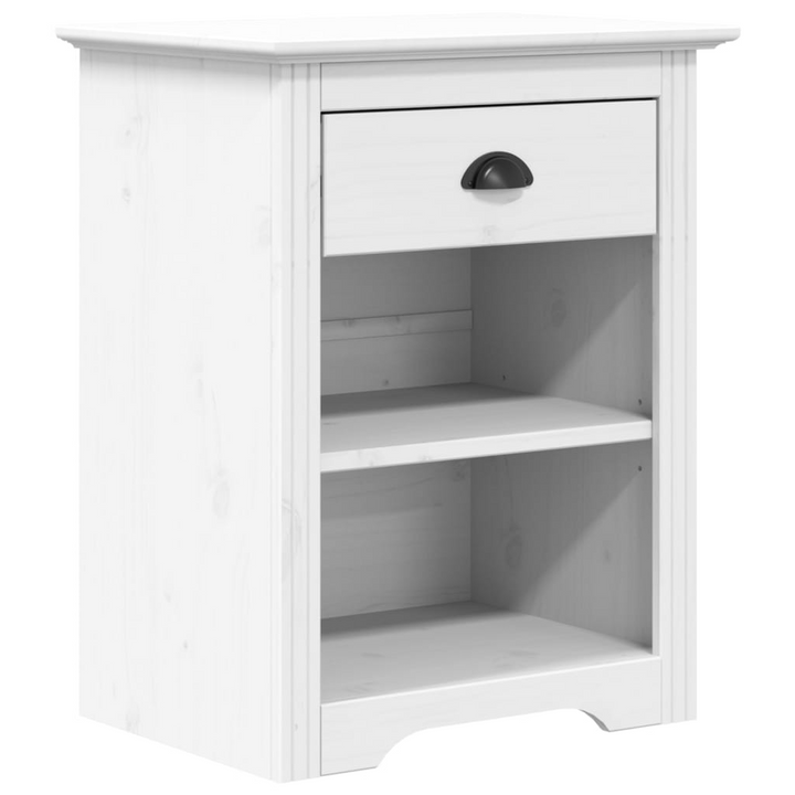 BODO Bedside Cabinet in White - Solid Pine Wood, French Style Nightstand with Storage & Metal Handle - Premium  from Home Treasures - Just £70.99! Shop now at Home Treasures