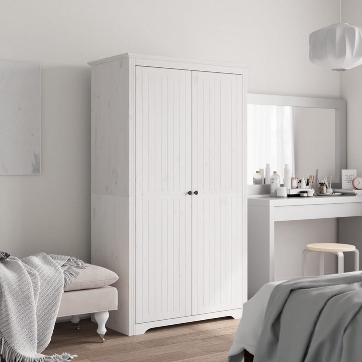 BODO Wardrobe in White 101x52x176.5 cm | Solid Wood Pine | French Style - Premium  from Home Treasures - Just £297.99! Shop now at Home Treasures