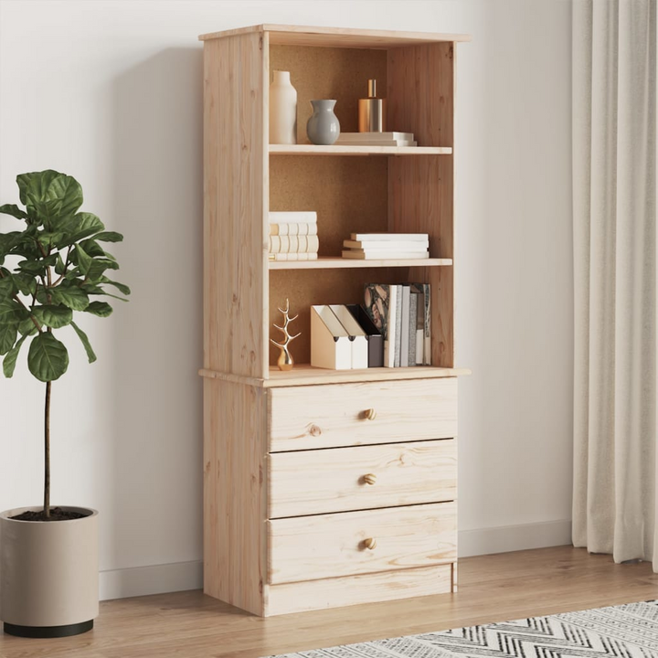 ALTA Solid Wood Pine Bookcase with Drawers - 60x35x142 cm | Rustic Charm & Ample Storage - Premium  from Home Treasures - Just £163.99! Shop now at Home Treasures