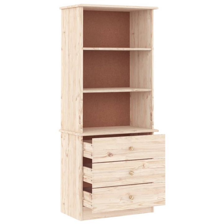 ALTA Solid Wood Pine Bookcase with Drawers - 60x35x142 cm | Rustic Charm & Ample Storage - Premium  from Home Treasures - Just £163.99! Shop now at Home Treasures