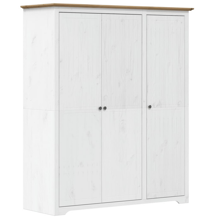 BODO French Style Wardrobe - White & Brown - 151.5x52x176.5cm - Modern Solid Pine Wood Storage - Premium  from Home Treasures - Just £427.99! Shop now at Home Treasures