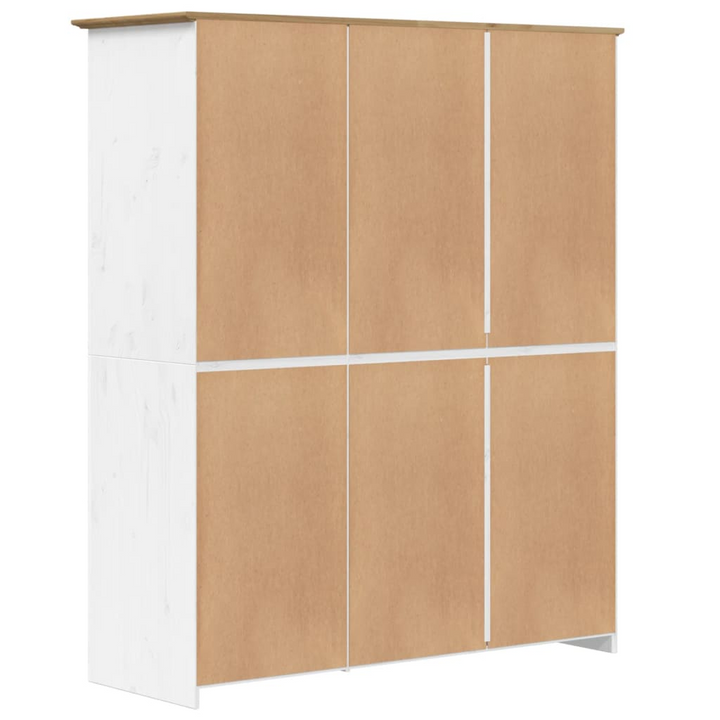 BODO French Style Wardrobe - White & Brown - 151.5x52x176.5cm - Modern Solid Pine Wood Storage - Premium  from Home Treasures - Just £427.99! Shop now at Home Treasures