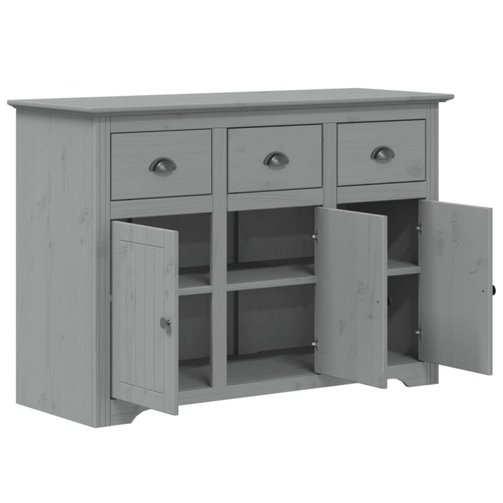 Elegant BODO Sideboard in Grey 115x43x79.5 cm - Solid Pine Wood Cabinet with French Design & Ample Storage - Premium  from Home Treasures - Just £246.99! Shop now at Home Treasures