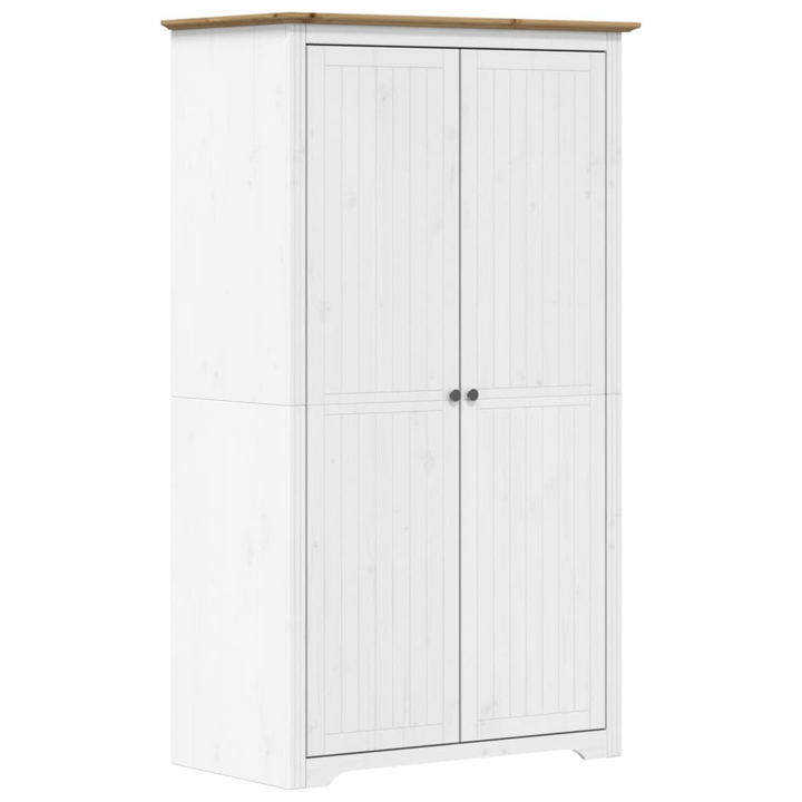 BODO Solid Wood Pine Wardrobe - White & Brown | 101x52x176.5 cm | French Style Storage Solution - Premium  from Home Treasures - Just £266.99! Shop now at Home Treasures