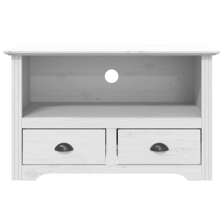 BODO White TV Cabinet with 2 Drawers – Solid Pine Wood, French Style Media Unit (91x43x56 cm) - Premium  from Home Treasures - Just £101.99! Shop now at Home Treasures