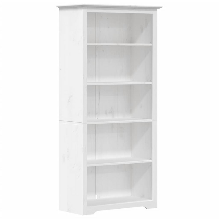 BODO White 5-Tier Bookcase - 80x38x180 cm | Solid Pine Wood French Style Shelving Unit - Premium  from Home Treasures - Just £205.99! Shop now at Home Treasures