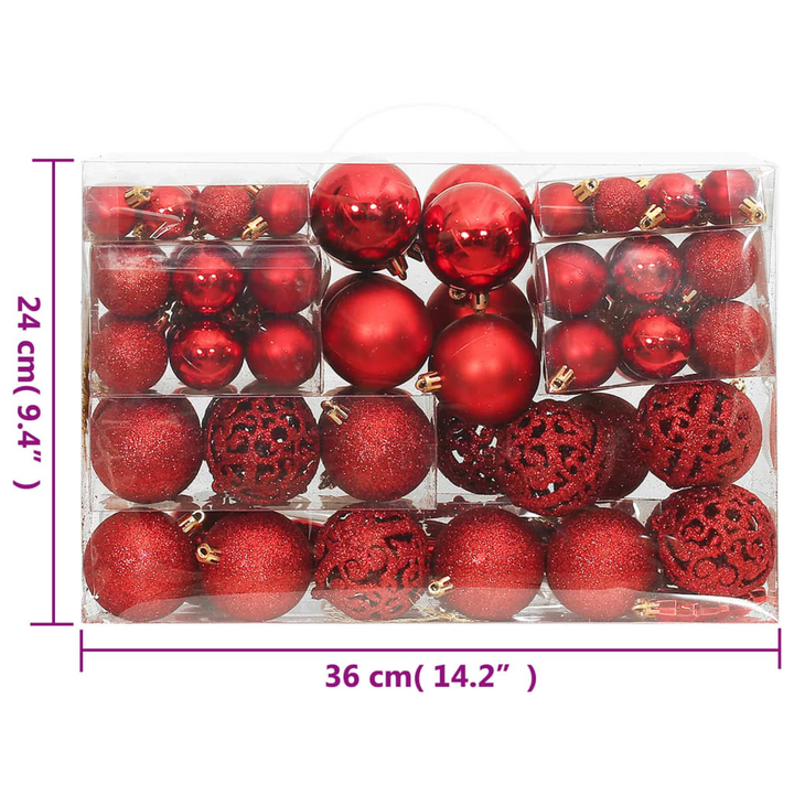 111 Piece Christmas Bauble Set - Shatterproof Red Polystyrene Ornaments in Various Sizes & Styles for Stylish Holiday Decor - Premium  from Home Treasures - Just £27.99! Shop now at Home Treasures