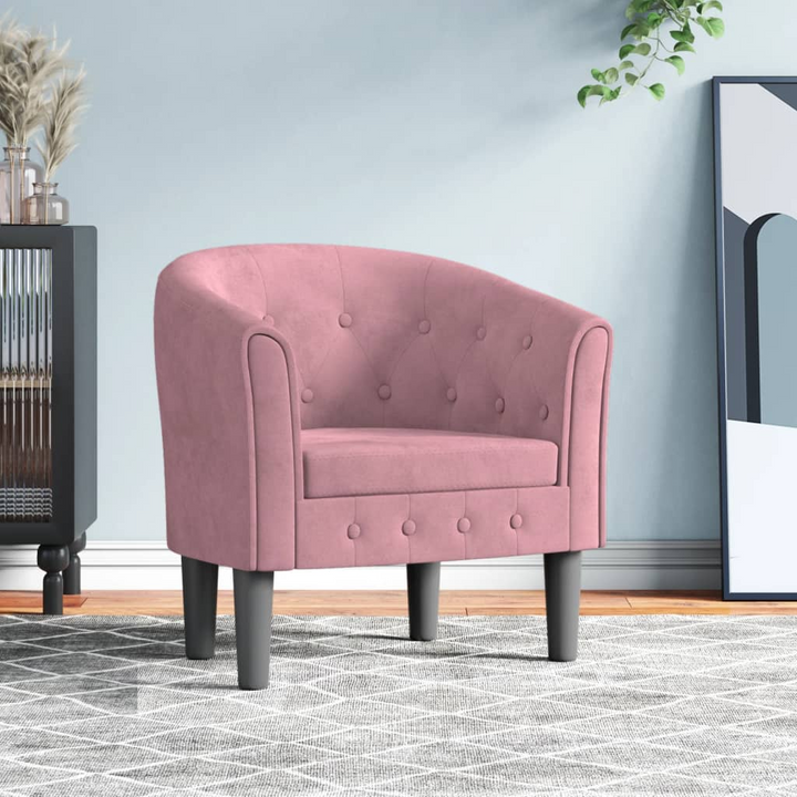 Pink Velvet Tub Chair - Elegant and Comfortable Accent Chair for Living Room, Bedroom, or Office - Premium  from Home Treasures - Just £178.99! Shop now at Home Treasures