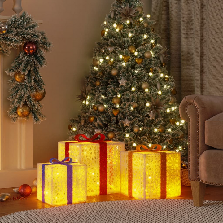 Lighted Christmas Boxes Set of 3 - 64 Warm White LEDs, 8 Lighting Modes - Premium  from Home Treasures - Just £31.99! Shop now at Home Treasures