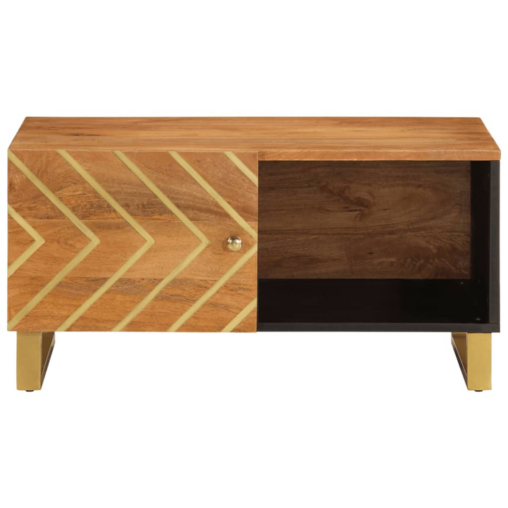 Solid Mango Wood Coffee Table with Iron Legs - Brown and Black, 80x50x40 cm - Premium  from Home Treasures - Just £79.99! Shop now at Home Treasures