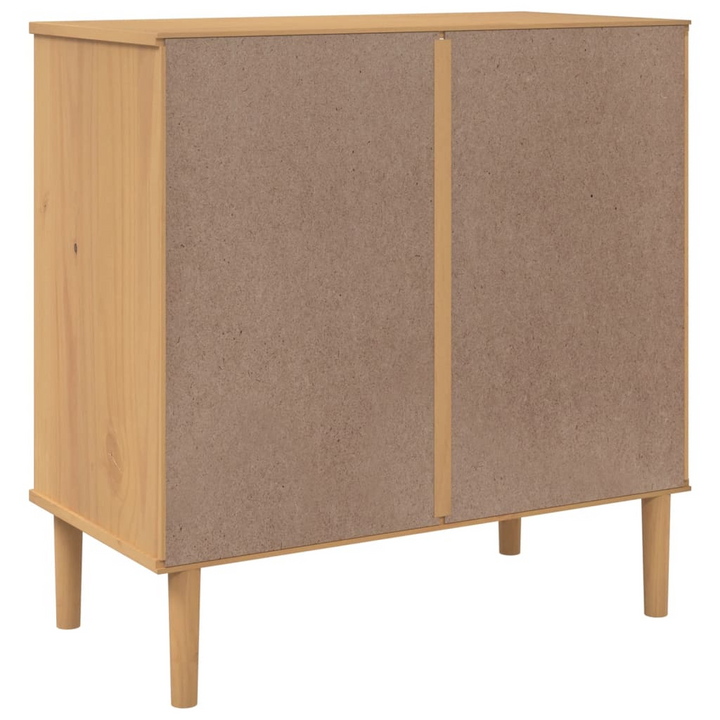 SENJA Sideboard - Rustic Brown, Rattan Look, Solid Pine Wood, 80x40x80 cm - Premium  from Home Treasures - Just £93.99! Shop now at Home Treasures