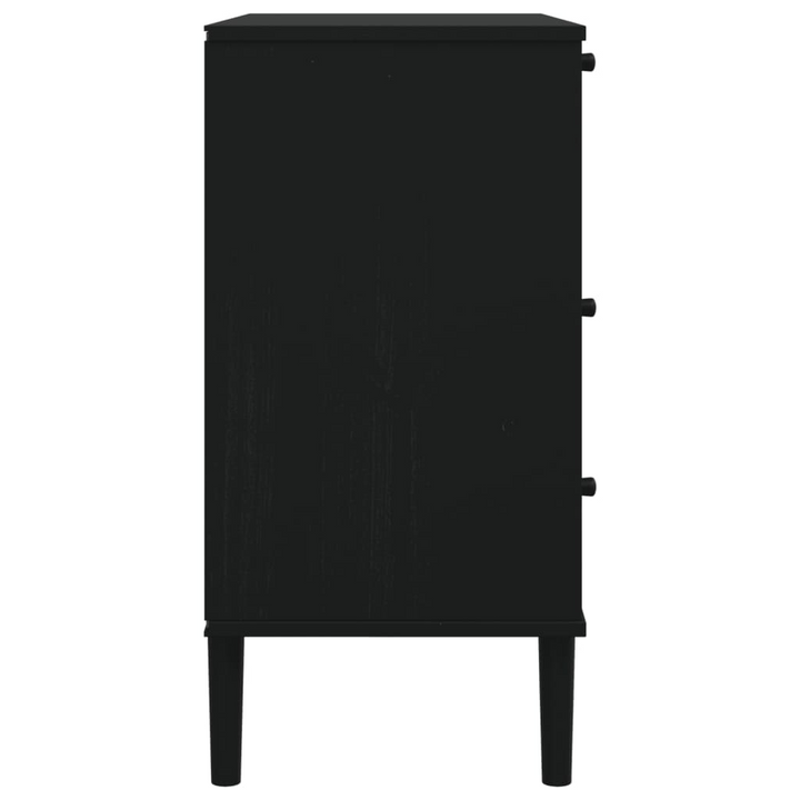 SENJA Drawer Cabinet - Rattan Look, Black, 80x40x80 cm, Solid Pine Wood - Elegant & Functional Storage Solution - Premium  from Home Treasures - Just £146.99! Shop now at Home Treasures