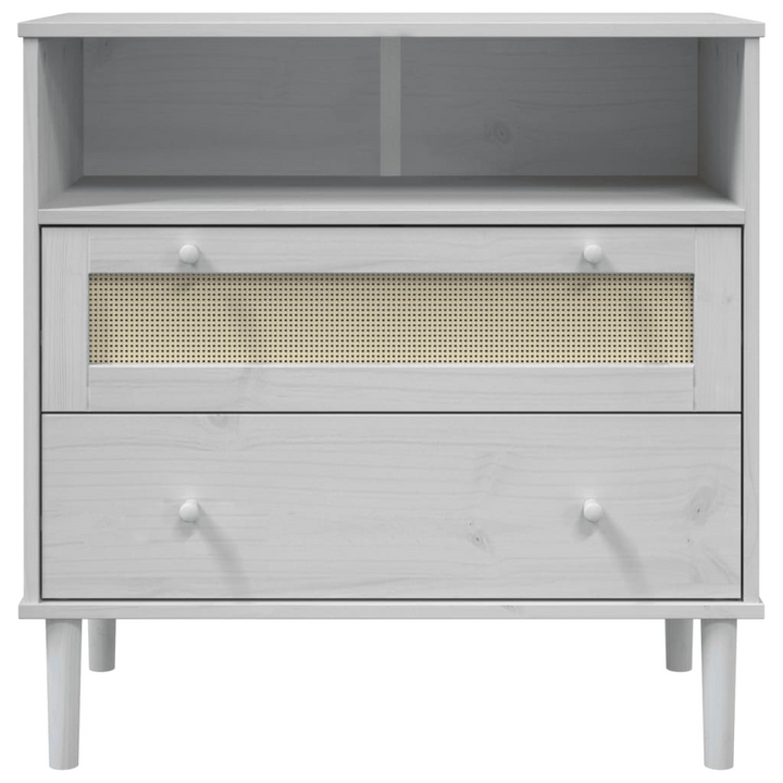 SENJA Sideboard - Elegant White Rattan Look, 80x40x80 cm, Solid Pine Wood - Premium  from Home Treasures - Just £93.99! Shop now at Home Treasures