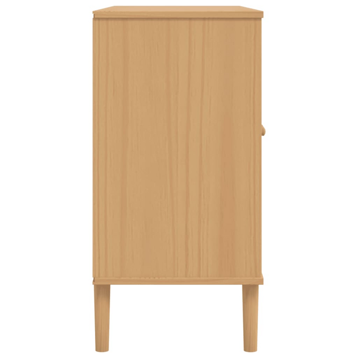 SENJA Rattan Look Sideboard in Brown,side 112x40x80cm – Solid Pine Wood with Ample Storage - Premium  from Home Treasures - Just £121.99! Shop now at Home Treasures