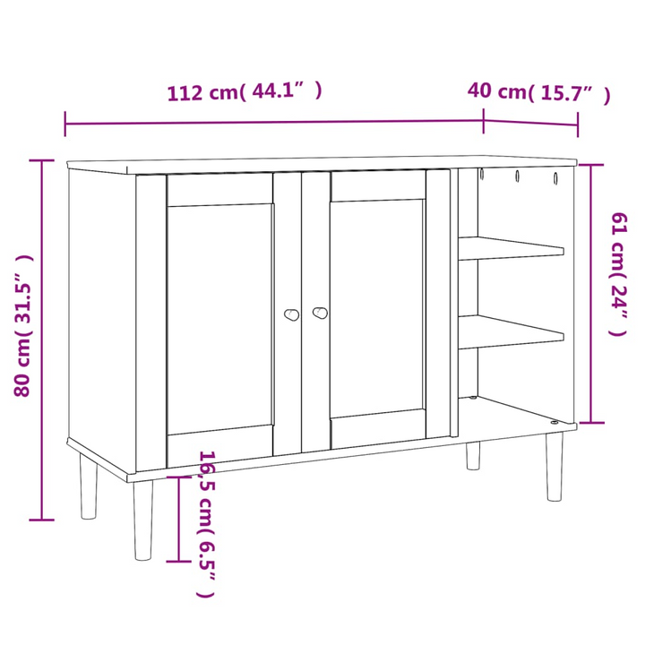 SENJA Rattan Look Sideboard in Brown,side 112x40x80cm – Solid Pine Wood with Ample Storage - Premium  from Home Treasures - Just £121.99! Shop now at Home Treasures