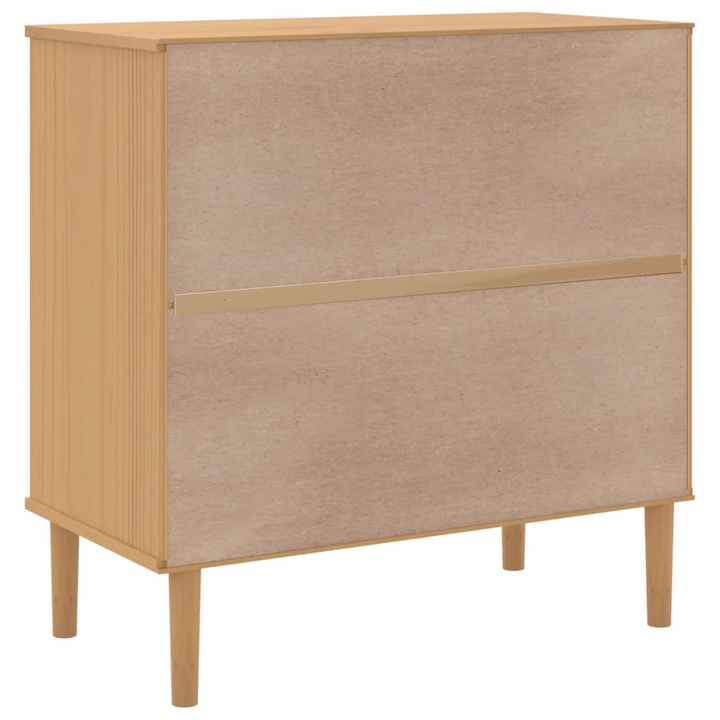 Stylish SENJA Sideboard in Brown with Rattan Look - Solid Pine Wood, 80x40x80 cm, Ample Storage, UV Varnish Finish - Premium  from Home Treasures - Just £103.99! Shop now at Home Treasures