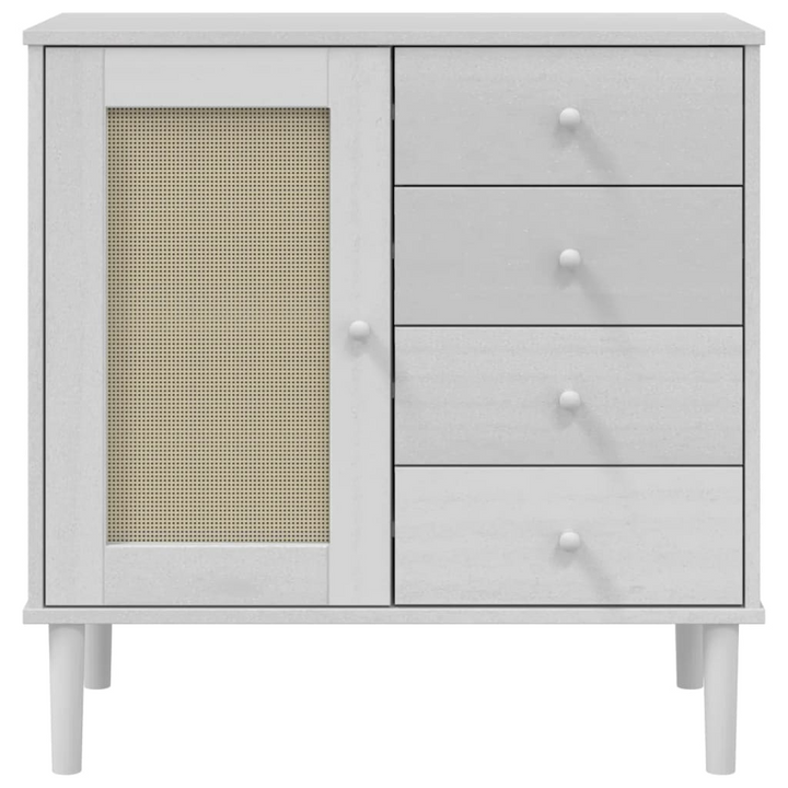 SENJA Sideboard - Elegant Rattan Look, White, 80x40x80 cm, Solid Pine Wood Storage Cabinet - Premium  from Home Treasures - Just £102.99! Shop now at Home Treasures