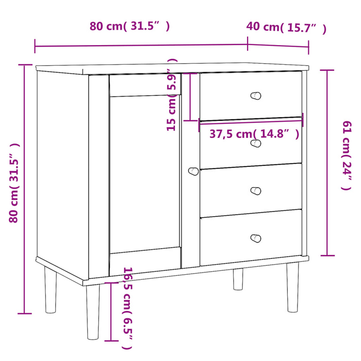 SENJA Sideboard - Elegant Rattan Look, White, 80x40x80 cm, Solid Pine Wood Storage Cabinet - Premium  from Home Treasures - Just £102.99! Shop now at Home Treasures