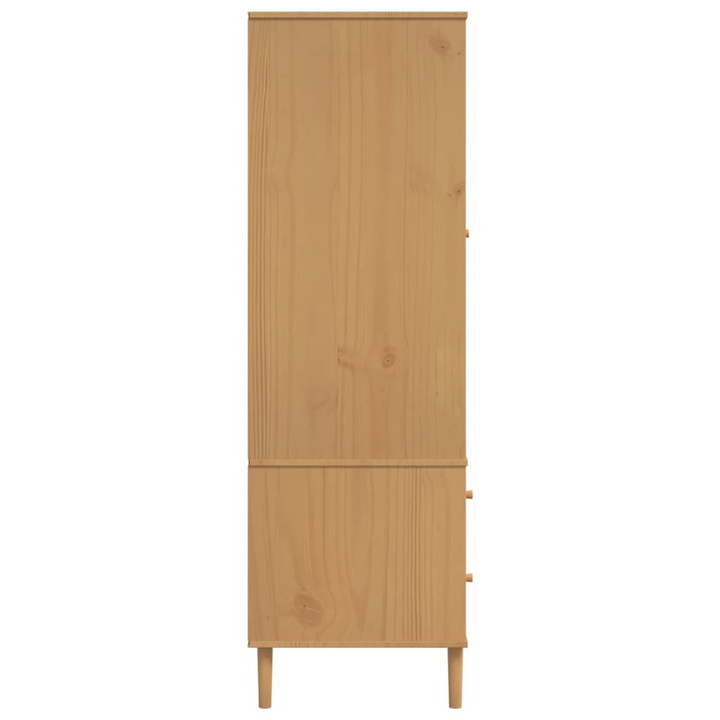 SENJA Wardrobe with Rattan Look in Brown, 90x55x175 cm, Solid Pine Wood - Premium  from Home Treasures - Just £331.99! Shop now at Home Treasures