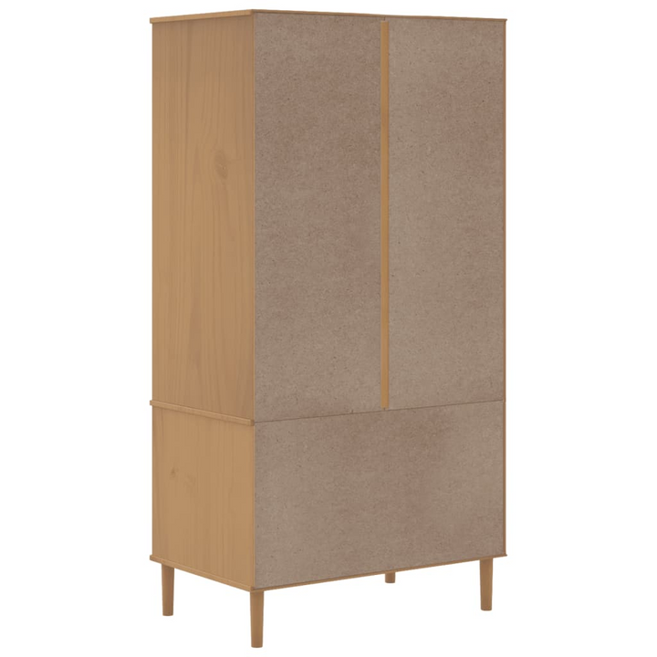 SENJA Wardrobe with Rattan Look in Brown, 90x55x175 cm, Solid Pine Wood - Premium  from Home Treasures - Just £331.99! Shop now at Home Treasures