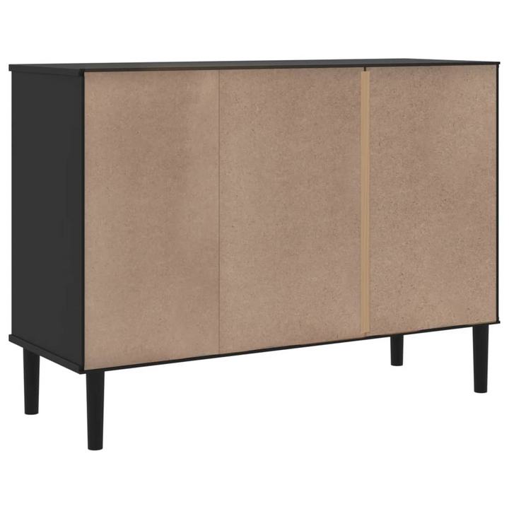 SENJA Black Sideboard with Rattan Look - 112x40x80cm Solid Pine Wood - Mid-century Modern Storage Cabinet - Premium  from Home Treasures - Just £184.99! Shop now at Home Treasures