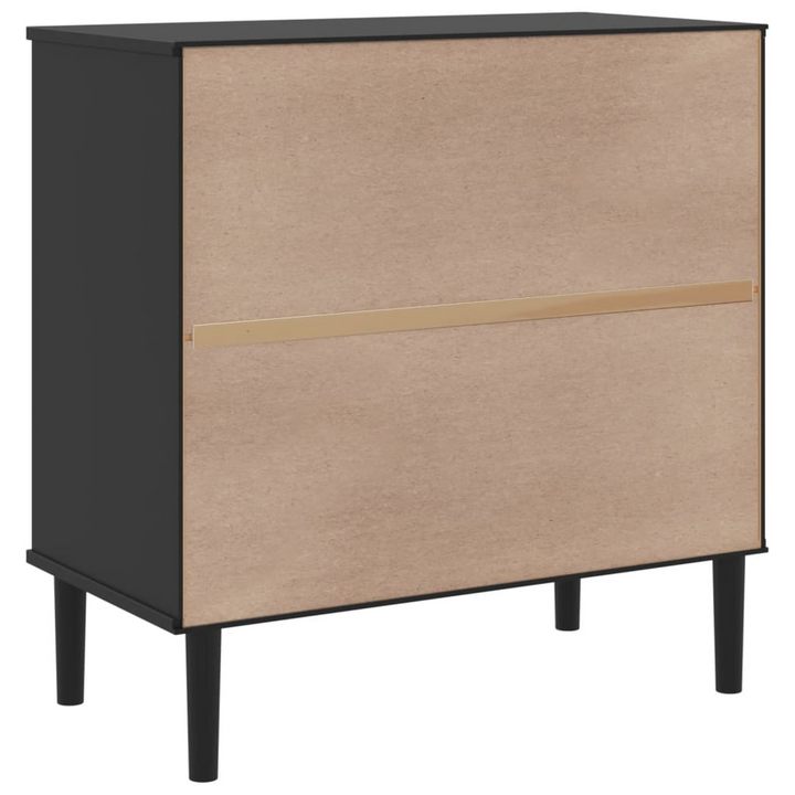 SENJA Black Sideboard with Rattan Look - 80x40x80 cm, Solid Pine Wood, Ample Storage, Minimalist & Stylish - Premium  from Home Treasures - Just £124.99! Shop now at Home Treasures