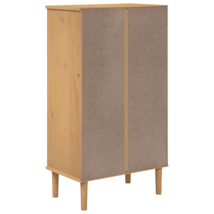 SENJA Rattan Look Shoe Cabinet - Stylish Brown 59.5x35x107 cm Solid Wood Organizer | Elegant & Durable Storage Solution - Premium  from Home Treasures - Just £132.99! Shop now at Home Treasures