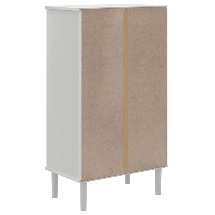 SENJA Shoe Cabinet with Rattan Look - Stylish White Solid Wood Storage Unit, 59.5x35x107 cm - Premium  from Home Treasures - Just £122.99! Shop now at Home Treasures