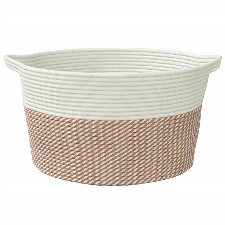 40x25 cm Cotton Storage Basket - Brown and White, Durable & Versatile - Ideal for Home Organization - Premium  from Home Treasures - Just £21.99! Shop now at Home Treasures