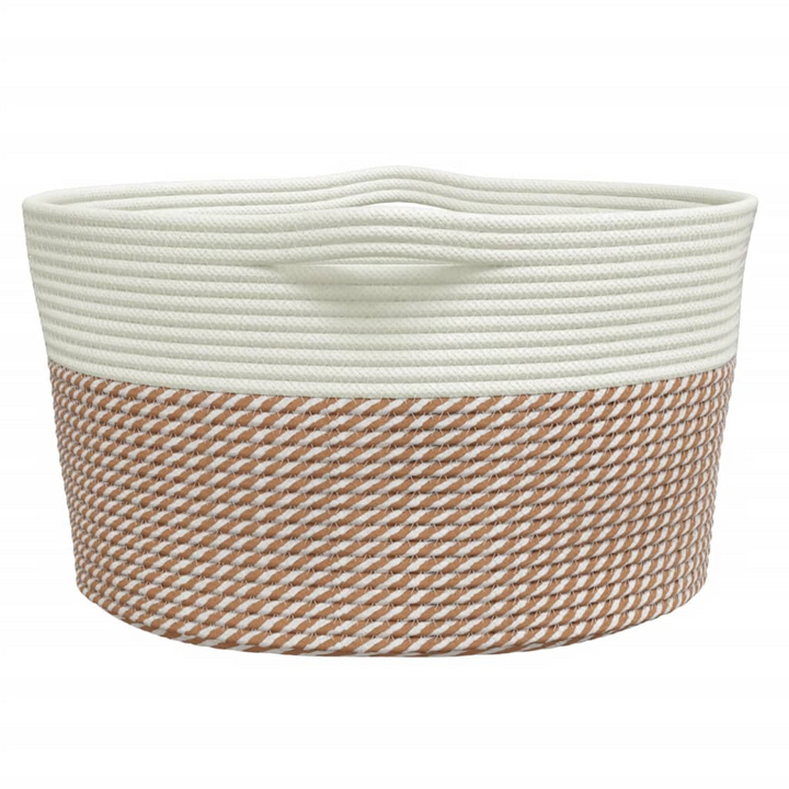 40x25 cm Cotton Storage Basket - Brown and White, Durable & Versatile - Ideal for Home Organization - Premium  from Home Treasures - Just £21.99! Shop now at Home Treasures