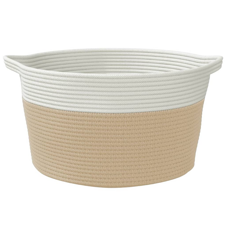 Durable Cotton Storage Basket Beige & White Ø40x25 cm - Stylish Home Organizer - Premium  from Home Treasures - Just £26.99! Shop now at Home Treasures