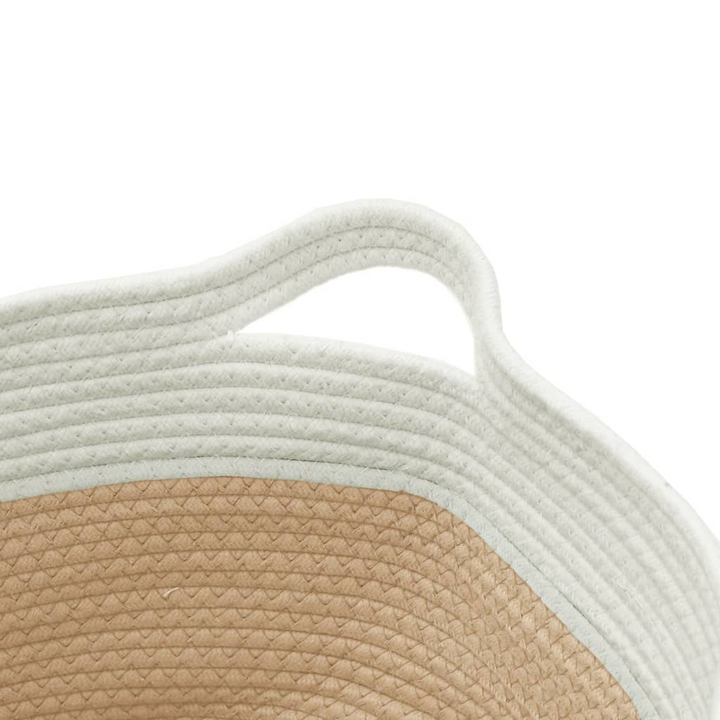 Durable Cotton Storage Basket Beige & White Ø40x25 cm - Stylish Home Organizer - Premium  from Home Treasures - Just £26.99! Shop now at Home Treasures