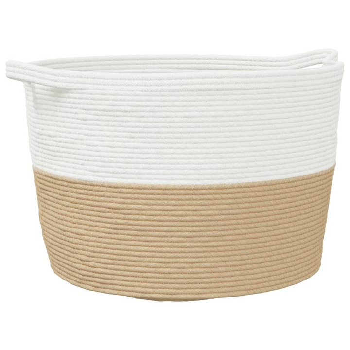 Cotton Laundry Basket Beige and White 60x36 cm - Modern, Durable & Versatile Storage Solution - Premium  from Home Treasures - Just £33.99! Shop now at Home Treasures