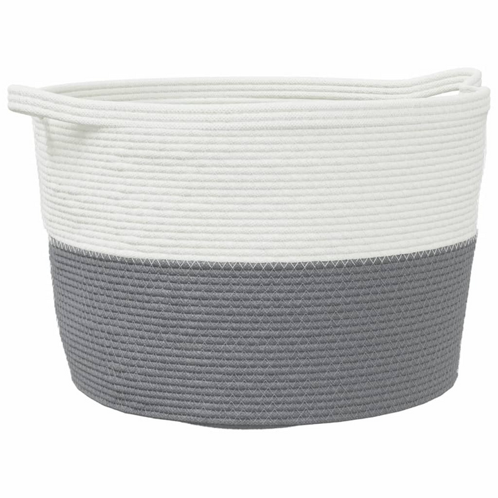 Grey and White Cotton Laundry Basket - Ø60x36 cm | Durable & Versatile Storage Solution - Premium  from Home Treasures - Just £34.99! Shop now at Home Treasures