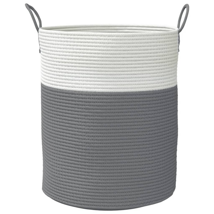 Modern Grey and White Storage Basket - Ø38x46 cm Durable Cotton with Handles - Premium  from Home Treasures - Just £33.99! Shop now at Home Treasures