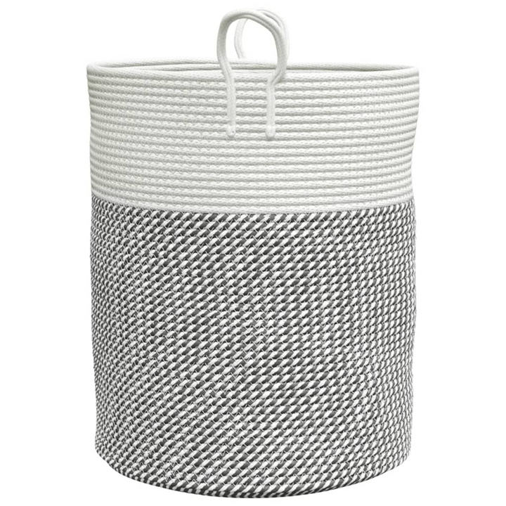 Grey and White Cotton Storage Basket Ø38x46 cm – Stylish and Durable Organizer for Home - Premium  from Home Treasures - Just £34.99! Shop now at Home Treasures