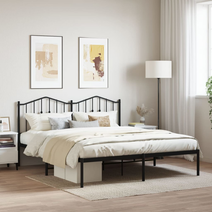 Classic Black Metal Bed Frame with Headboard - 183x213 cm | Elegant & Sturdy Design - Premium  from Home Treasures - Just £102.99! Shop now at Home Treasures