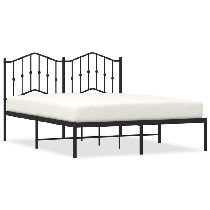 Double Metal Bed Frame with Elegant Headboard in Black - Sturdy Steel Construction, 135x190 cm - Premium  from Home Treasures - Just £92.99! Shop now at Home Treasures