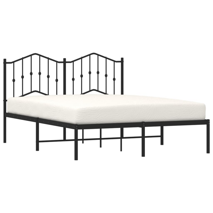 Double Metal Bed Frame with Elegant Headboard in Black - Sturdy Steel Construction, 135x190 cm - Premium  from Home Treasures - Just £92.99! Shop now at Home Treasures