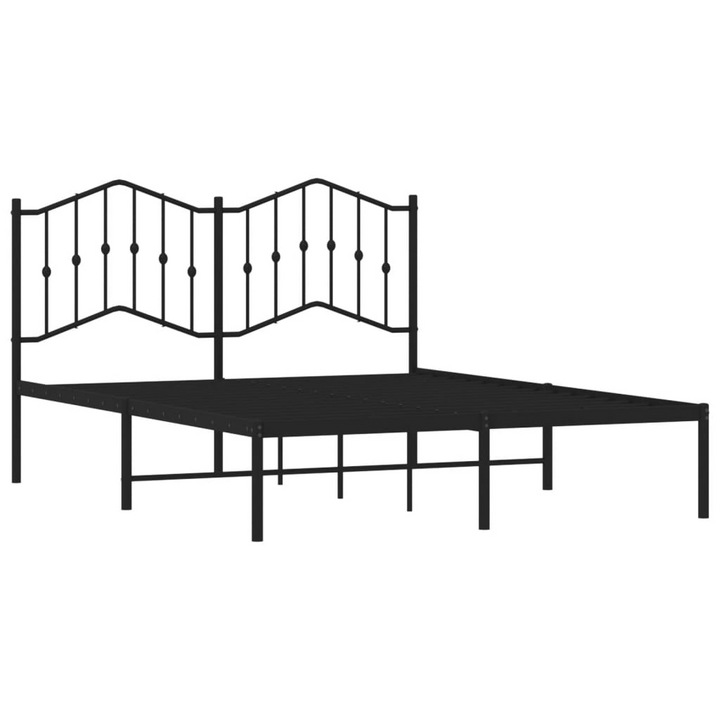 Double Metal Bed Frame with Elegant Headboard in Black - Sturdy Steel Construction, 135x190 cm - Premium  from Home Treasures - Just £92.99! Shop now at Home Treasures