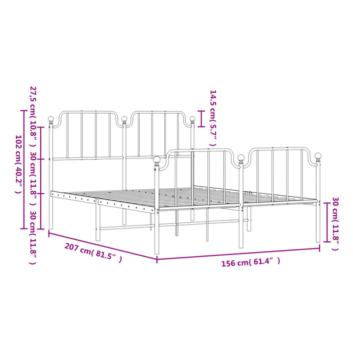 King Size Metal Bed Frame with Footboard in Black, Sturdy Steel Construction, 150x200 cm - Elegant and Durable - Premium  from Home Treasures - Just £110.99! Shop now at Home Treasures