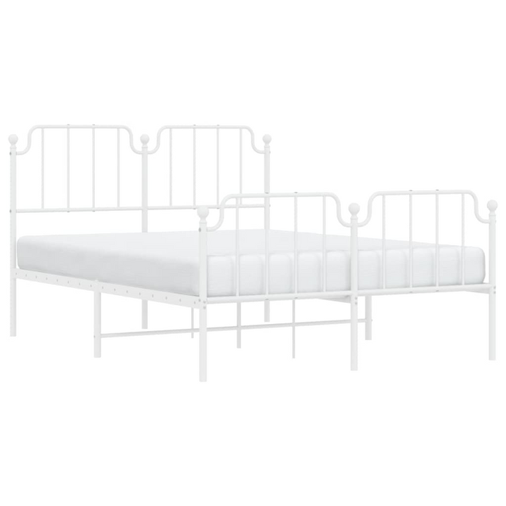 Sturdy Metal Bed Frame with Footboard - White, 140x190 cm | Classic Design & Extra Storage Space - Premium  from Home Treasures - Just £97.99! Shop now at Home Treasures