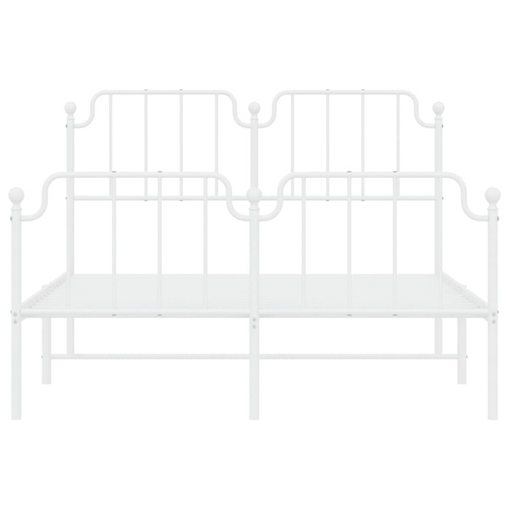 Sturdy Metal Bed Frame with Footboard - White, 140x190 cm | Classic Design & Extra Storage Space - Premium  from Home Treasures - Just £97.99! Shop now at Home Treasures