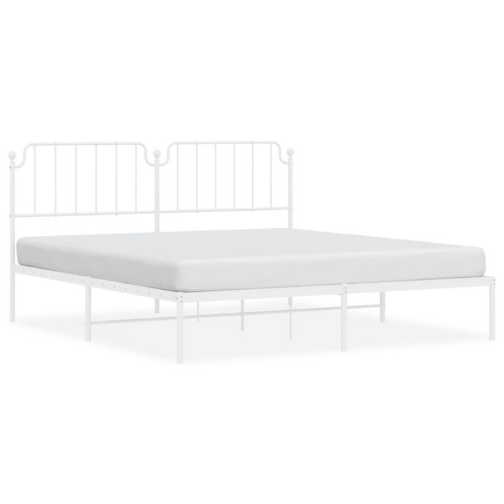 Metal Bed Frame with Headboard in White - Sturdy and Elegant 183x213 cm Bed Base - Premium  from Home Treasures - Just £101.99! Shop now at Home Treasures