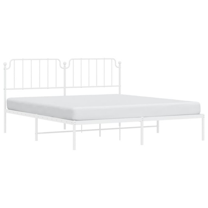 Metal Bed Frame with Headboard in White - Sturdy and Elegant 183x213 cm Bed Base - Premium  from Home Treasures - Just £101.99! Shop now at Home Treasures